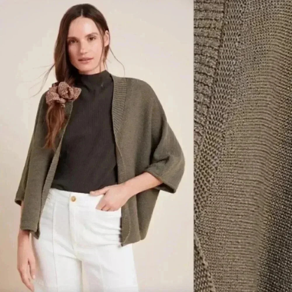 Akemi & Kin Anthropologie Green Oversized Open Cardigan